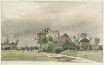 Canale che conduce a una fattoria da Julius Jacobus van de Sande Bakhuyzen