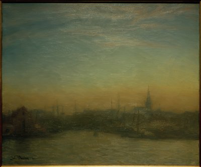 Vista del porto al tramonto. Copenaghen da Julius Paulsen