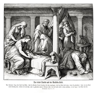 La morte del figlio di Davide e Betsabea, 2 Samuele da Julius Schnorr von Carolsfeld