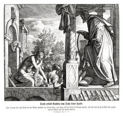 Davide vede Betsabea sul tetto, 2 Samuele da Julius Schnorr von Carolsfeld