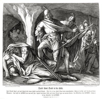 Davide risparmia la vita di Saul da Julius Schnorr von Carolsfeld