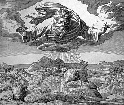 Dio annaffia la terra per far crescere l