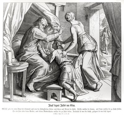 Isacco benedice Giacobbe al posto di Esaù, Genesi da Julius Schnorr von Carolsfeld
