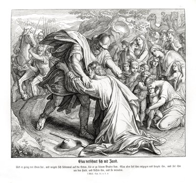 Giacobbe ed Esaù si riconciliano, Genesi da Julius Schnorr von Carolsfeld