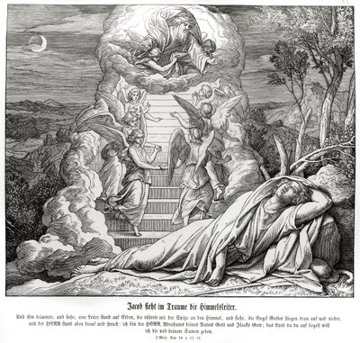 Il sogno di Giacobbe della scala verso il cielo, Genesi da Julius Schnorr von Carolsfeld