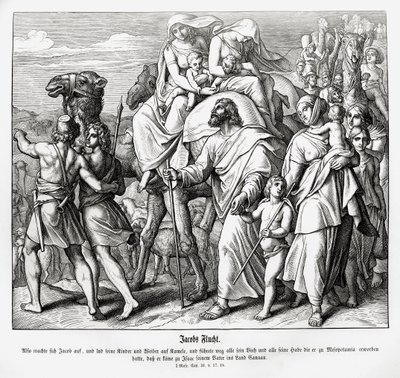 La fuga di Giacobbe verso Canaan, Genesi da Julius Schnorr von Carolsfeld