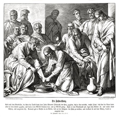 Gesù lava i piedi dei suoi discepoli, Vangelo di Giovanni da Julius Schnorr von Carolsfeld