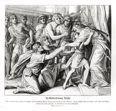 Giuseppe è riconosciuto dai suoi fratelli, Genesi da Julius Schnorr von Carolsfeld