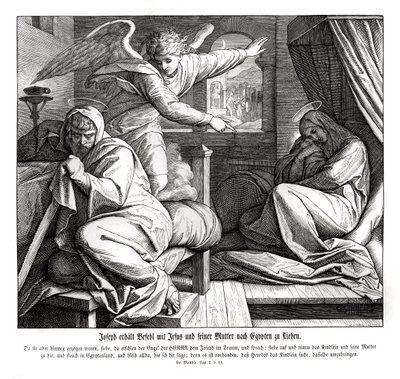Giuseppe è avvertito di fuggire in Egitto, Vangelo di Matteo da Julius Schnorr von Carolsfeld