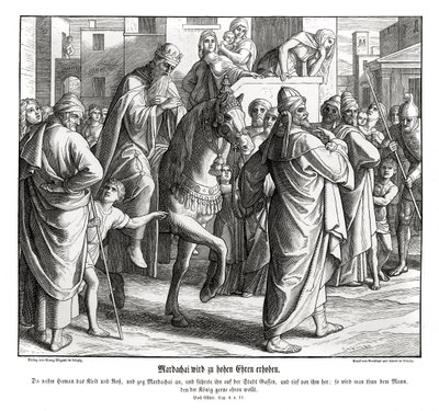 Mardocheo è onorato dal re, Ester da Julius Schnorr von Carolsfeld