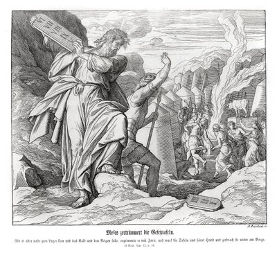 Mosè rompe le tavole della legge, Esodo da Julius Schnorr von Carolsfeld