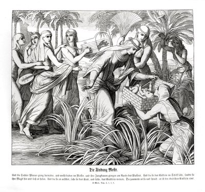 Mosè è scoperto tra le canne, Esodo da Julius Schnorr von Carolsfeld