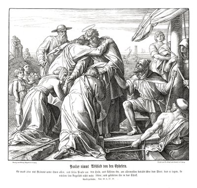Paolo lascia gli Efesini, Atti degli Apostoli da Julius Schnorr von Carolsfeld