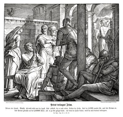 Pietro nega Gesù, Vangelo di Luca da Julius Schnorr von Carolsfeld