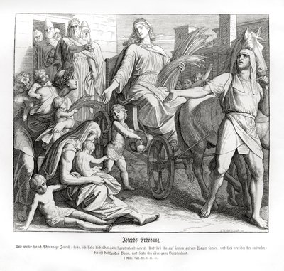 Il faraone fa di Giuseppe un capo in Egitto, Genesi da Julius Schnorr von Carolsfeld