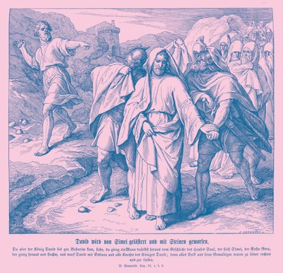 Simei maledice e lancia pietre a Davide, 2 Samuele da Julius Schnorr von Carolsfeld