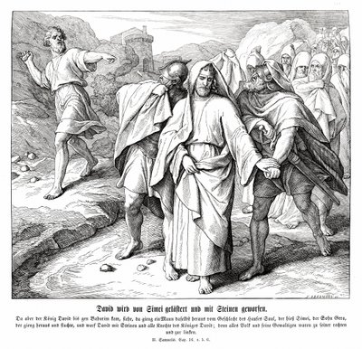 Shimei maledice e lancia pietre a Davide, 2 Samuele da Julius Schnorr von Carolsfeld