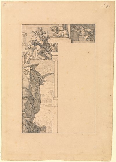 Siegfried lotta con il guardiano della porta da Julius Schnorr von Carolsfeld