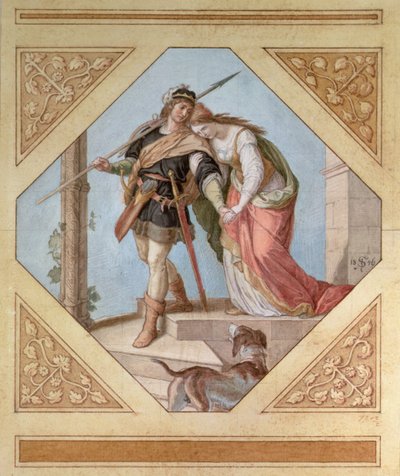 Sigfrido e Brunilde, illustrazione da I Nibelunghi di Richard Wagner (1813-83) da Julius Schnorr von Carolsfeld