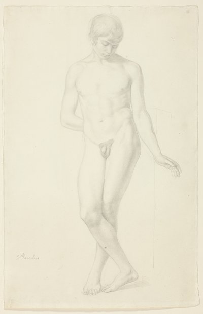 Studio di un giovane nudo in piedi da Julius Schnorr von Carolsfeld