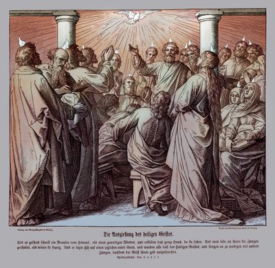 Gli apostoli sono riempiti di Spirito Santo, Atti da Julius Schnorr von Carolsfeld