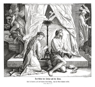 La preghiera di Tobia e Sara, Libro di Tobia da Julius Schnorr von Carolsfeld