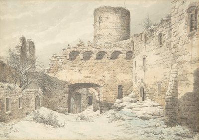 Vista Invernale del Cortile di un Castello Medievale in Rovina, 1832 da Julius von Leypold