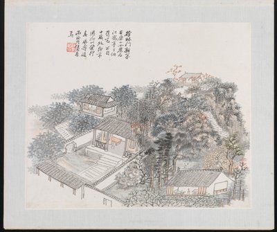 Dieci siti associati a Ruan Yuan, datato 1883 (album di dieci dipinti; inchiostro e colore su carta) da Jun Wang