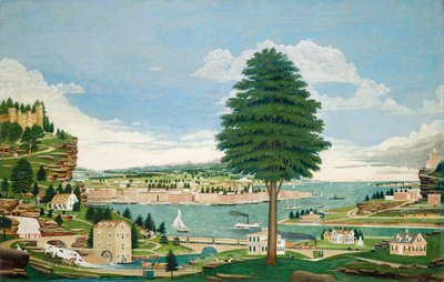 Scena di porto composita con castello, c. 1875 da Jurgan Frederick Huge