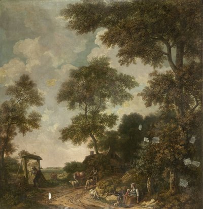 Dipinto murale di un paesaggio olandese con una strada sabbiosa da Jurriaan Andriessen (attributed to)