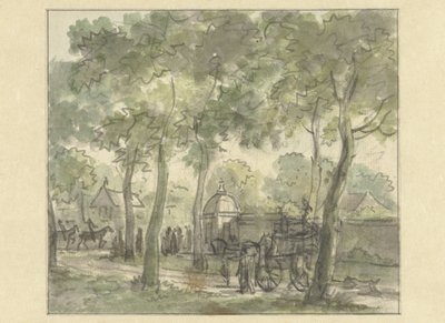 Strada di campagna lungo un muro con cupola da Jurriaan Andriessen