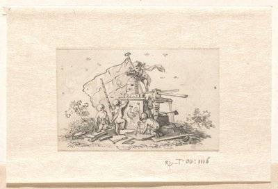 Putti con simboli relativi alla VOC, camera di Amsterdam e il gallo francese da Jurriaan Andriessen