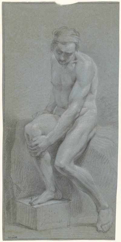 Nudo maschile seduto, con la mano sinistra sul ginocchio destro da Jurriaan Andriessen