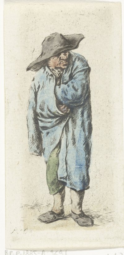 Contadino in piedi con mano e braccio nel mantello da Jurriaan Cootwijck