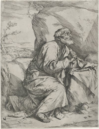 San Pietro penitente, c.1621 (incisione con acquaforte su carta vergata) da Jusepe de Ribera