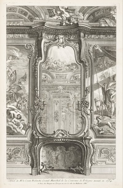 Gabinetto del Conte Bielinski Gran Maresciallo della Corona di Polonia eseguito nel 1734, 1a Tavola da Juste Aurèle Meissonnier