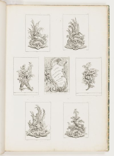 Progetto Ornamentale con Motivo di Gambero, tav. 14 in Livre des Légumes da Juste Aurèle Meissonnier