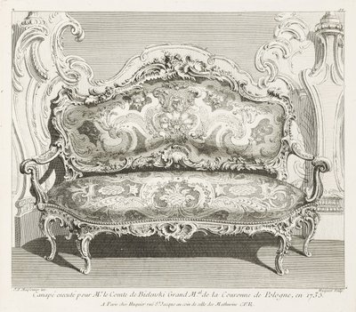 Divano eseguito per il conte di Bielinski Gran M.llo della Corona di Polonia nel 1735; Divano eseguito per il conte di Bielinski nel 1735, 4a lastra da Juste Aurèle Meissonnier