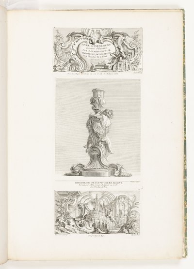 Libri di Ornamenti Inventati e Disegnati da J.A. Meissonnier Architetto, Disegnatore della Camera e del Gabinetto del Re, tav. 20 in Oeuvres de Juste-Aurèle Meissonnier da Juste Aurèle Meissonnier
