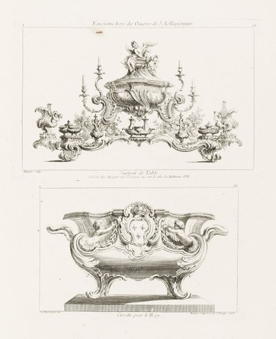 Neuvième Livre des Oeuvres de J.A. Meissonnier, Surtout de Table (Nona serie di opere di J.A. Meissonnier) da Juste Aurèle Meissonnier