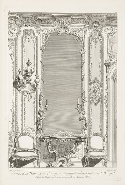 Progetto di un Trumeau di Specchio per un Grande Gabinetto fatto per il Portogallo, 2a Tavola da Juste Aurèle Meissonnier
