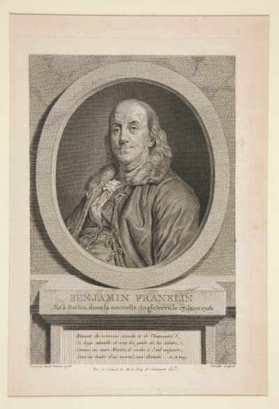 Benjamin Franklin, nato a Boston, nel New England, il 17 gennaio 1706 da Justus Chevillet