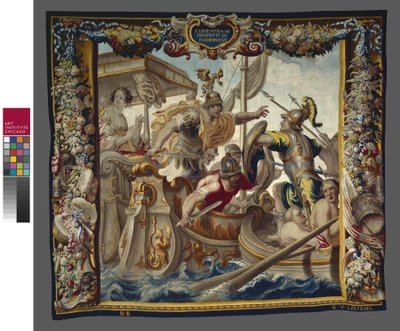 La battaglia di Azio dalla Storia di Cesare e Cleopatra, Officina di William van Leefdael, c.1680 da Justus van Egmont
