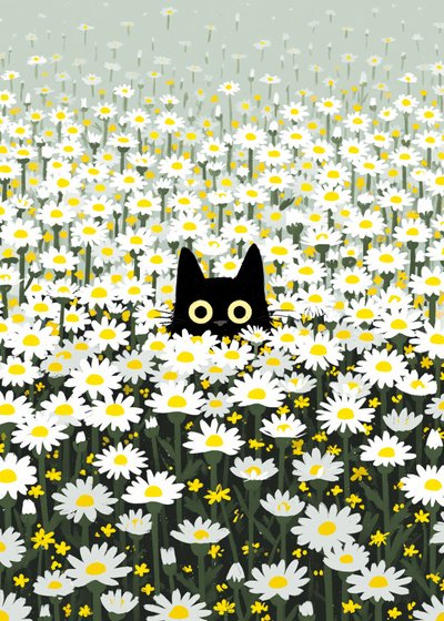 Prato delle margherite del Gatto Nero da Justyna Jaszke