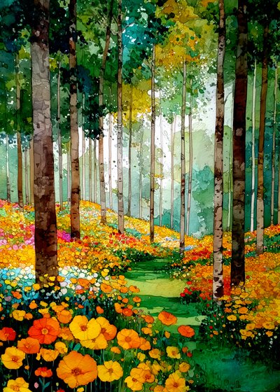 Sentiero nella foresta dai colori vivaci da Justyna Jaszke