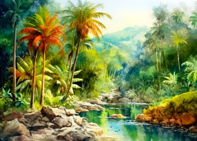 Fiume tropicale dai colori vivaci da Justyna Jaszke