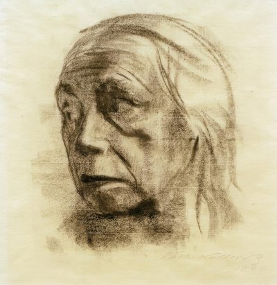 Autoritratto in tre quarti di profilo a sinistra da Käthe Kollwitz