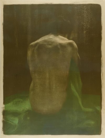 Nudo femminile di schiena su stoffa verde da Käthe Kollwitz