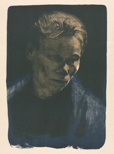 Donna lavoratrice con scialle blu da Käthe Kollwitz