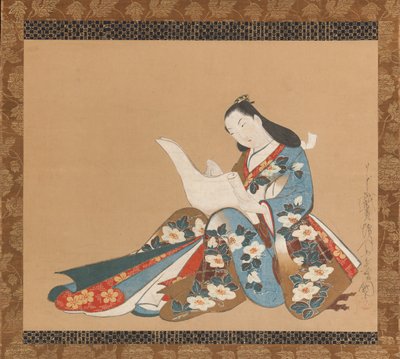Cortigiana che scrive una lettera da Kaigetsudō Doshin